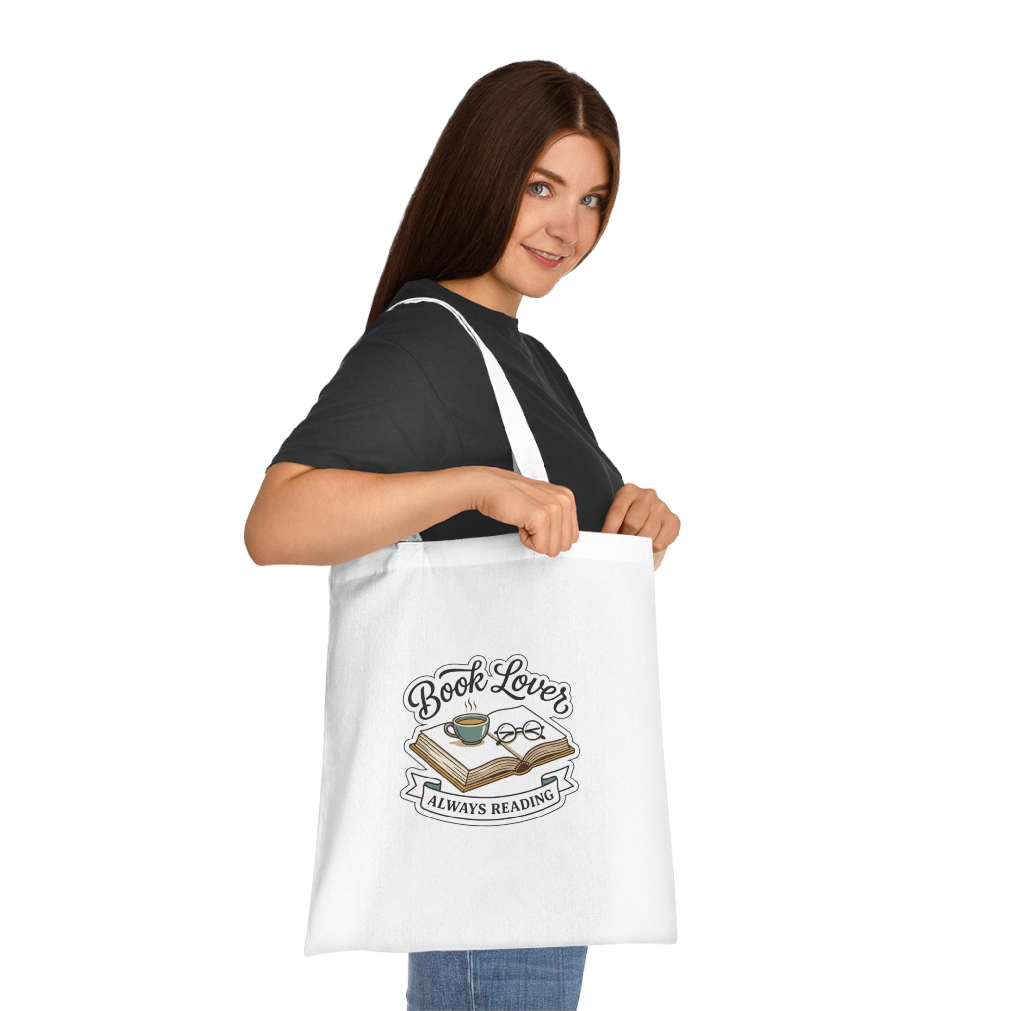 Tote Bag — "Book Lover Always Reading" Cotton Tote for Readers, Library & Book Club Gift